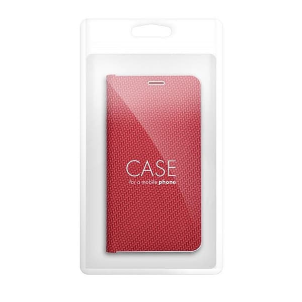 iPhone 16 Plus Plånboksfodral Luna Carbon - Röd