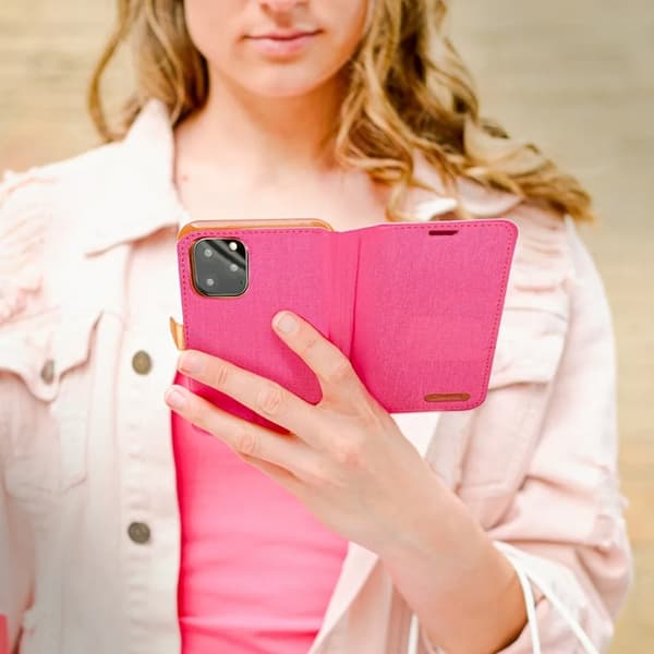 iPhone 16 Pro Max Plånboksfodral Canvas - Rosa