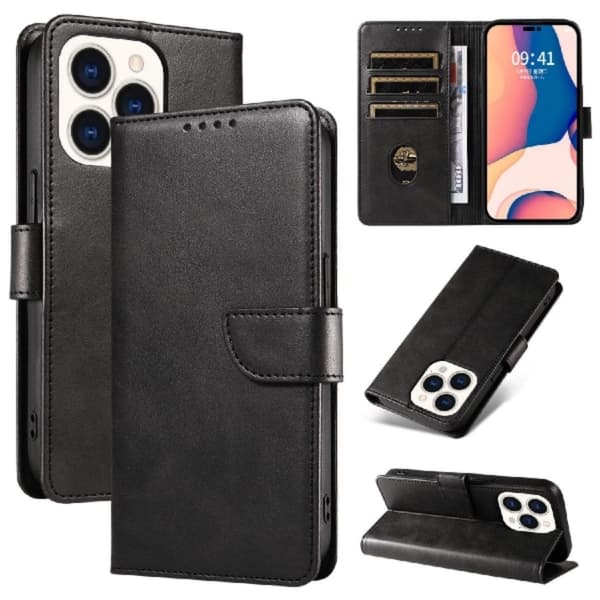 iPhone 16 Pro Max Plånboksfodral Läder - Svart