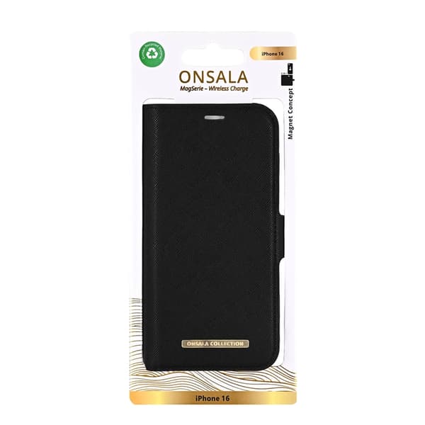 Onsala iPhone 16 Plånboksfodral MagSafe Eco - Svart