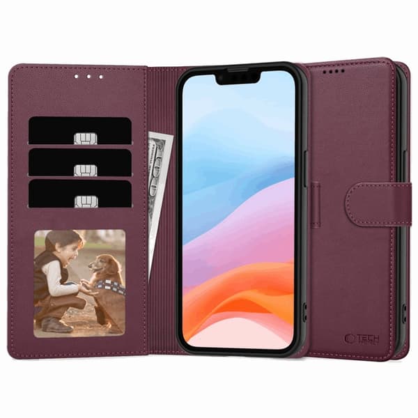 Tech-Protect iPhone 16e Plånboksfodral - Mulberry