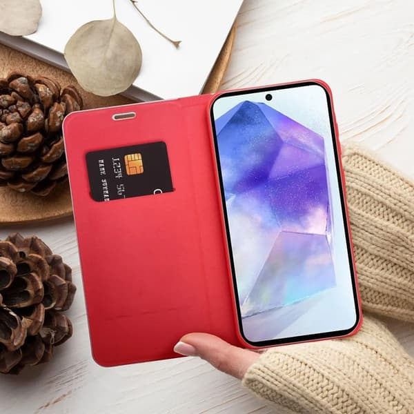 Xiaomi Redmi Note 14 4G Plånboksfodral Luna Carbon - Röd