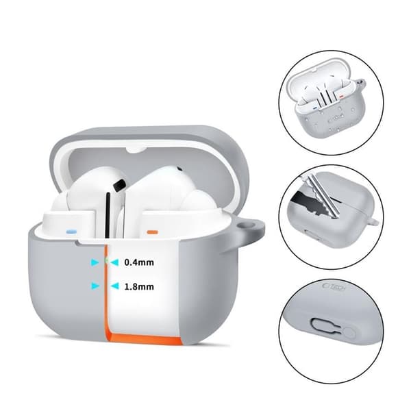 Tech-Protect Galaxy Buds 3/3 Pro Skal Silikon Hook - Crayon Grå
