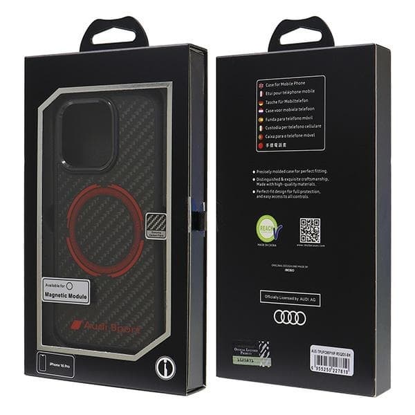 Audi iPhone 16 Pro Mobilskal MagSafe Röda Cirkeln - Svart