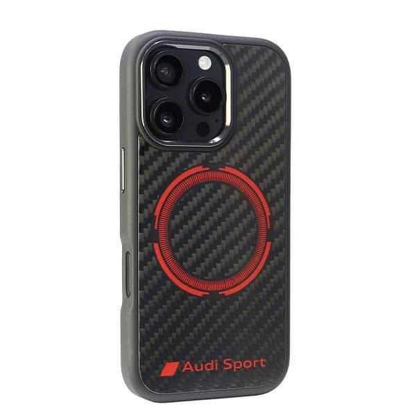 Audi iPhone 16 Pro Mobilskal MagSafe Röda Cirkeln - Svart