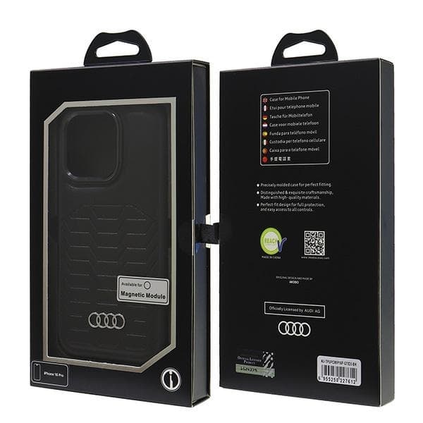 Audi iPhone 16 Pro Mobilskal MagSafe Syntetiskt Läder - Svart