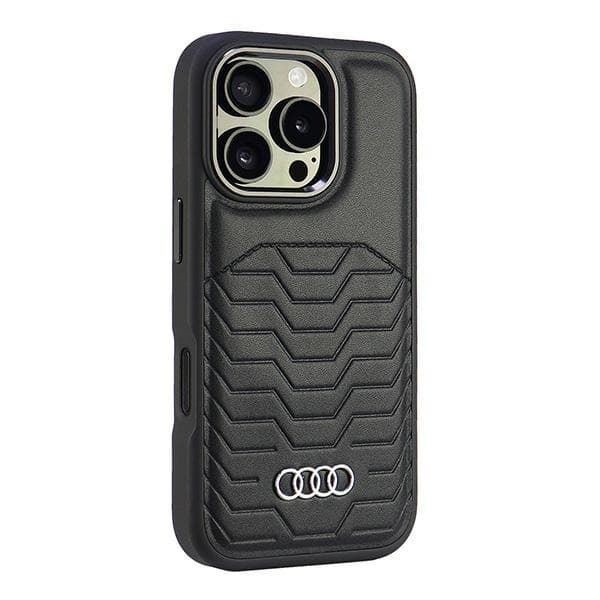 Audi iPhone 16 Pro Mobilskal MagSafe Syntetiskt Läder - Svart