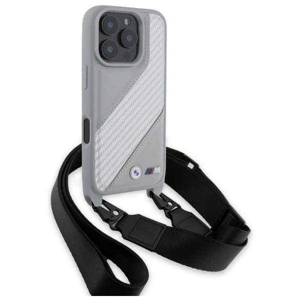 BMW iPhone 16 Pro Mobilskal Carbon Stripe & Strap - Grå