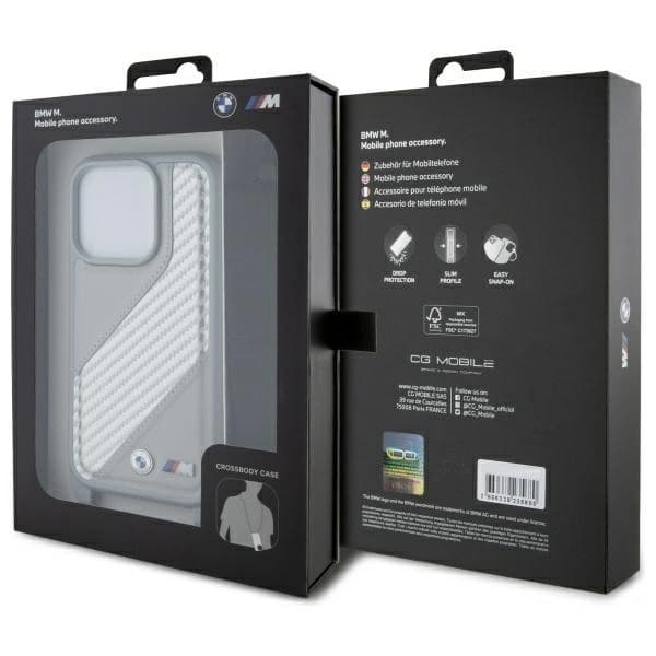 BMW iPhone 16 Pro Mobilskal Carbon Stripe & Strap - Grå