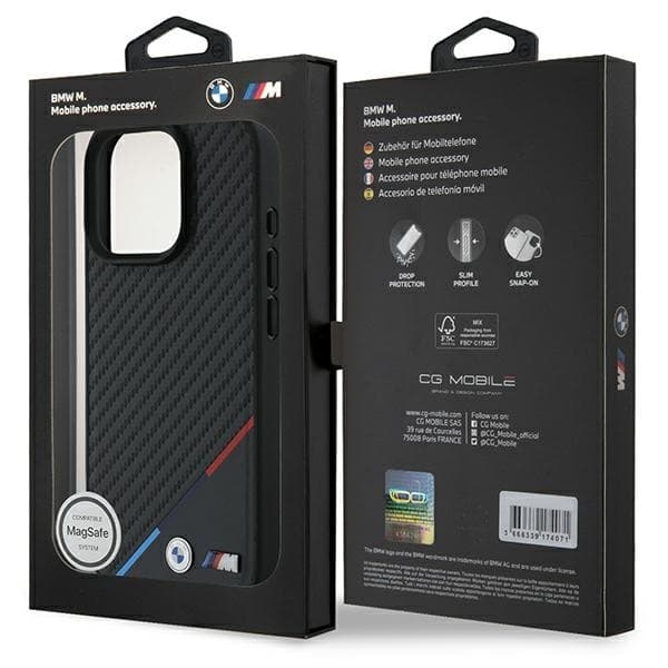 BMW iPhone 16 Pro Mobilskal MagSafe Carbon Tricolor - Svart