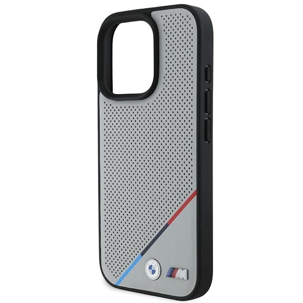 BMW iPhone 16 Pro Mobilskal MagSafe Perforated Tricolor - Grå