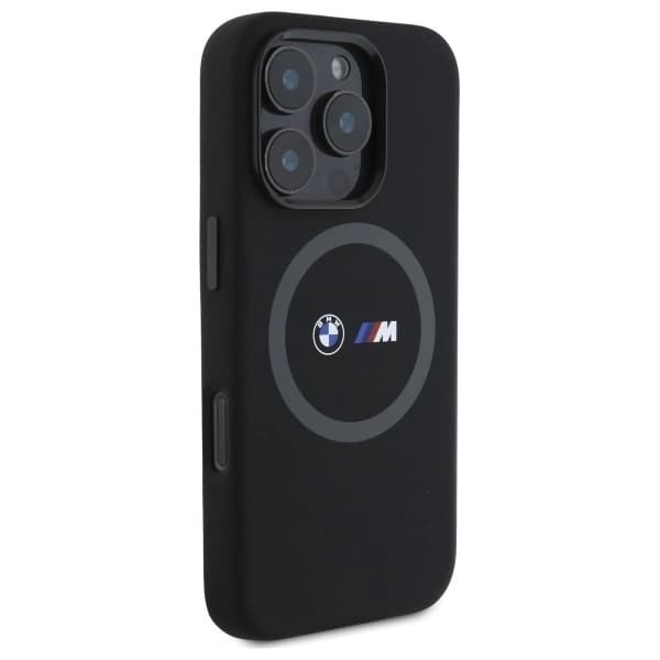 BMW iPhone 16 Pro Mobilskal MagSafe Silikon Printed Ring - Svart