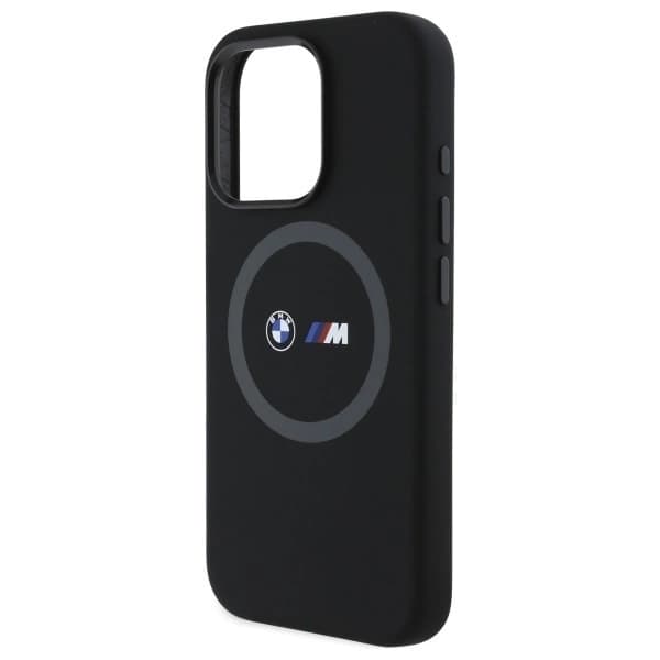 BMW iPhone 16 Pro Mobilskal MagSafe Silikon Printed Ring - Svart