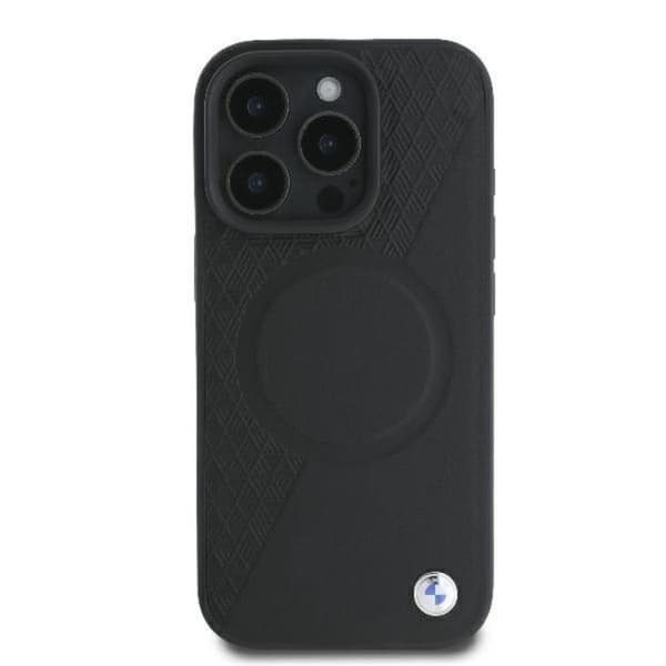 BMW iPhone 16 Pro Mobilskal MagSafe Sign Läder Half Textured Och Circle