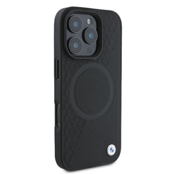 BMW iPhone 16 Pro Mobilskal MagSafe Sign Läder Half Textured Och Circle