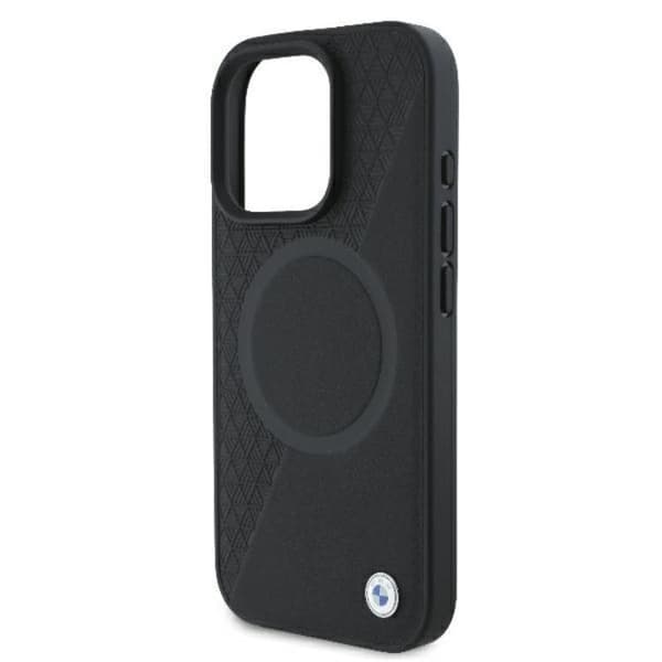BMW iPhone 16 Pro Mobilskal MagSafe Sign Läder Half Textured Och Circle