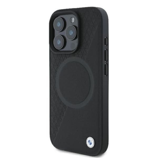 BMW iPhone 16 Pro Mobilskal MagSafe Sign Läder Half Textured Och Circle