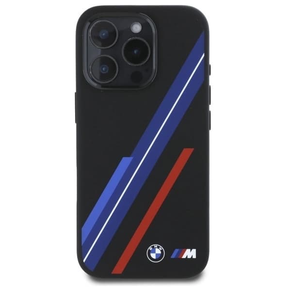 BMW iPhone 16 Pro Mobilskal MagSafe Silikon Random Lines - Svart