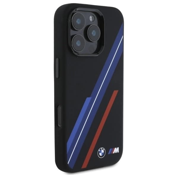 BMW iPhone 16 Pro Mobilskal MagSafe Silikon Random Lines - Svart