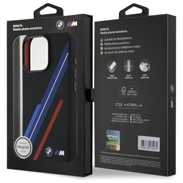 BMW iPhone 16 Pro Mobilskal MagSafe Silikon Random Lines - Svart