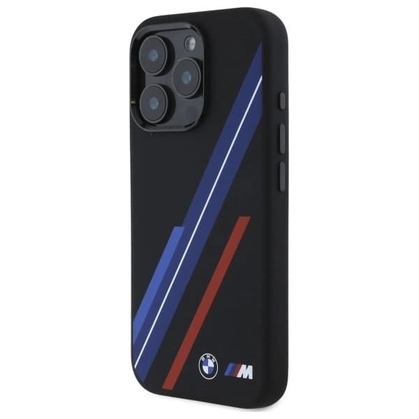 BMW iPhone 16 Pro Mobilskal MagSafe Silikon Random Lines - Svart