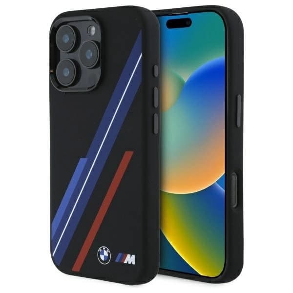 BMW iPhone 16 Pro Mobilskal MagSafe Silikon Random Lines - Svart