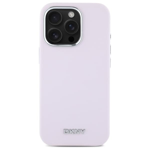 DKNY iPhone 16 Pro Mobilskal MagSafe Liquid Silikon Metall Logo - Rosa