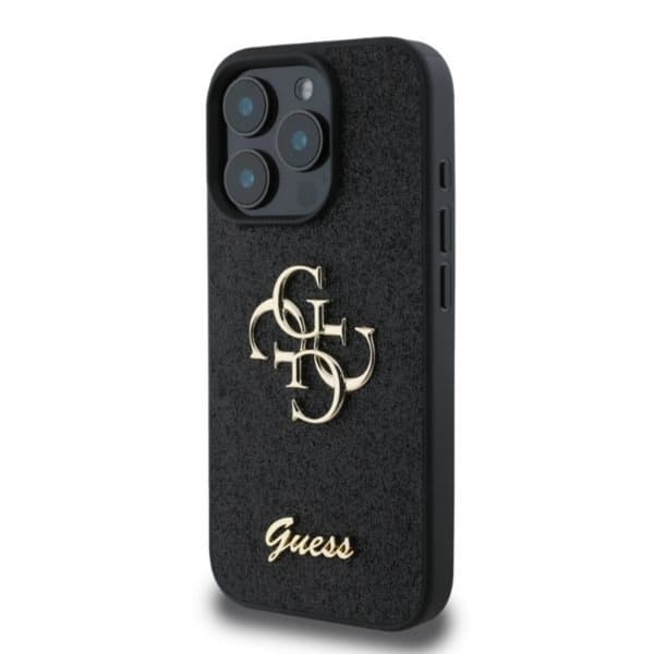 Guess iPhone 16 Pro Mobilskal Fixed Glitter Big 4G - Svart