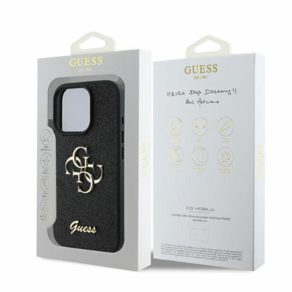 Guess iPhone 16 Pro Mobilskal Fixed Glitter Big 4G - Svart