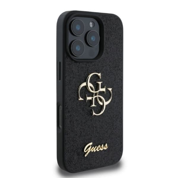 Guess iPhone 16 Pro Mobilskal Fixed Glitter Big 4G - Svart
