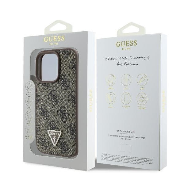 Guess iPhone 16 Pro Mobilskal 4G Triangle Strass - Brun
