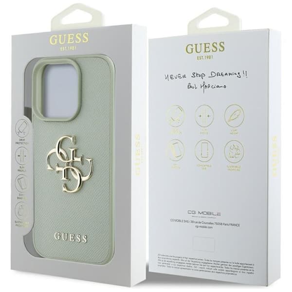 Guess iPhone 16 Pro Mobilskal Grained Big 4G Small Classic Logo - Grön