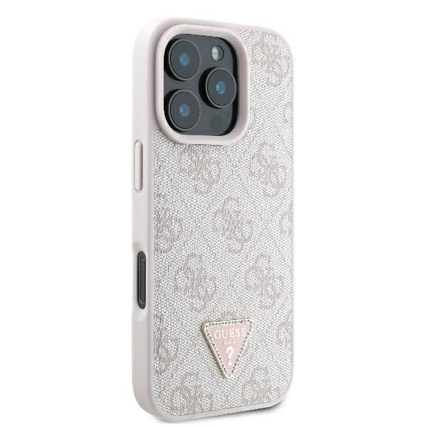 Guess iPhone 16 Pro Mobilskal 4G Triangle Strass - Rosa
