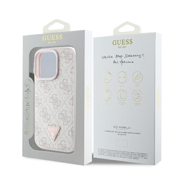 Guess iPhone 16 Pro Mobilskal 4G Triangle Strass - Rosa