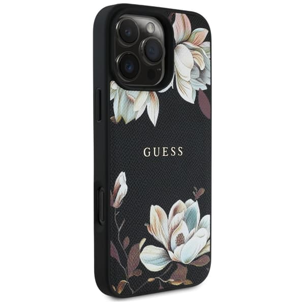 Guess iPhone 16 Pro Mobilskal Magsafe Flower Pattern - Svart