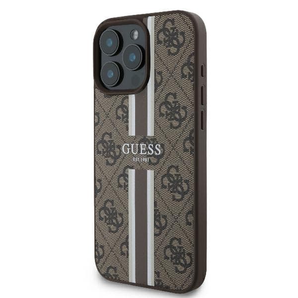 Guess iPhone 16 Pro Mobilskal MagSafe 4G Printed Stripes - Brun