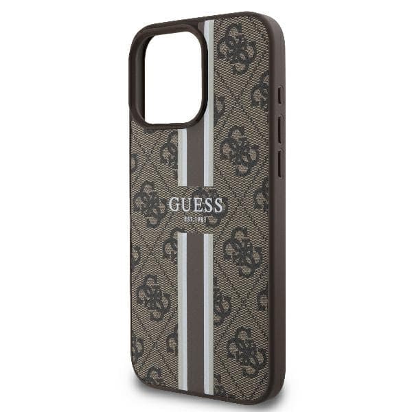 Guess iPhone 16 Pro Mobilskal MagSafe 4G Printed Stripes - Brun