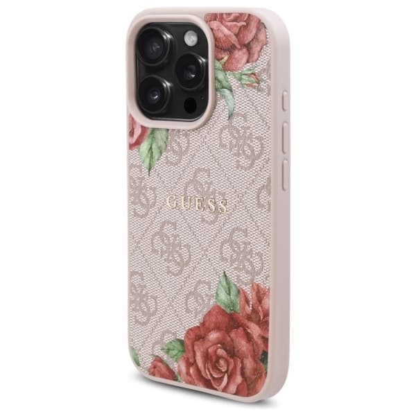 Guess iPhone 16 Pro Mobilskal MagSafe 4G Flowers Print - Rosa