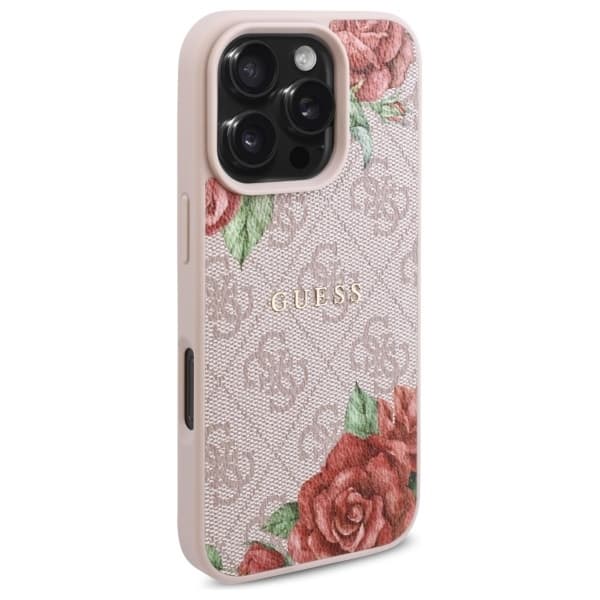 Guess iPhone 16 Pro Mobilskal MagSafe 4G Flowers Print - Rosa