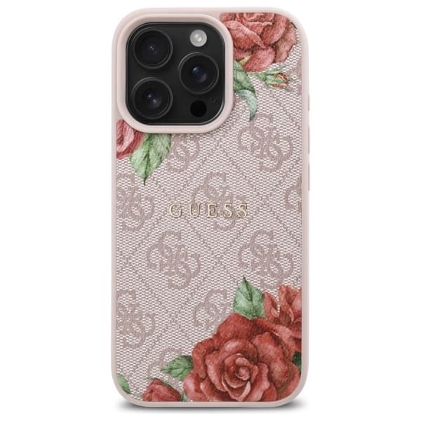 Guess iPhone 16 Pro Mobilskal MagSafe 4G Flowers Print - Rosa