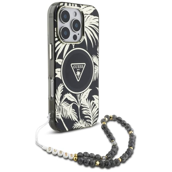 Guess iPhone 16 Pro Mobilskal Magsafe Palm Trees Med Pearl Strap