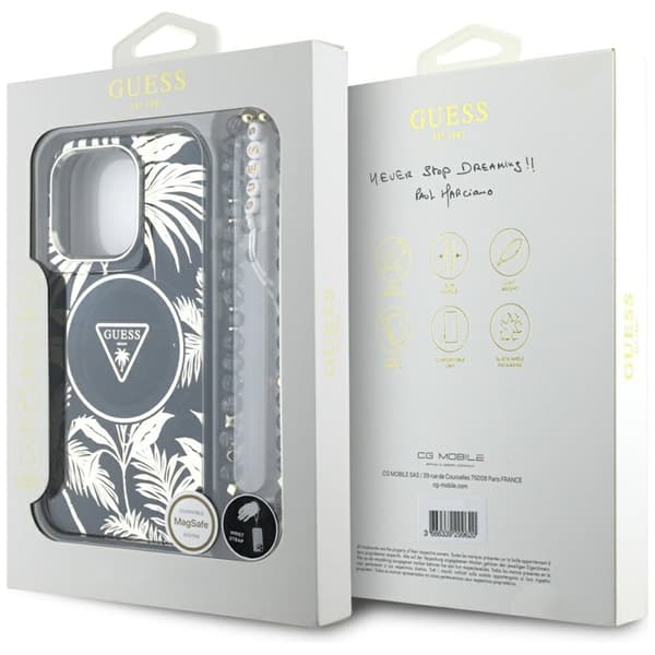 Guess iPhone 16 Pro Mobilskal Magsafe Palm Trees Med Pearl Strap