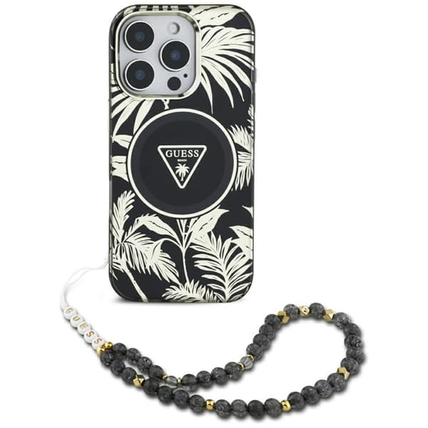 Guess iPhone 16 Pro Mobilskal Magsafe Palm Trees Med Pearl Strap