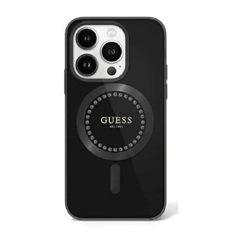 Guess iPhone 16 Pro Mobilskal MagSafe IML Rhinestones - Svart