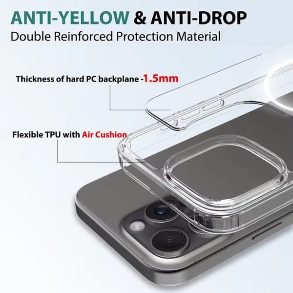 iPhone 16 Pro Mobilskal MagSafe Anti Shock 1.5 mm - Transparent