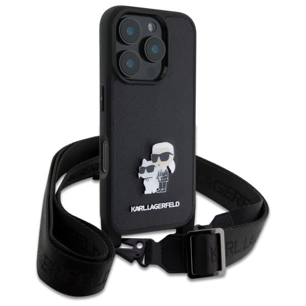 Karl Lagerfeld iPhone 16 Pro Mobilskal Karl&Choupette Metal Pin CBDY Strap
