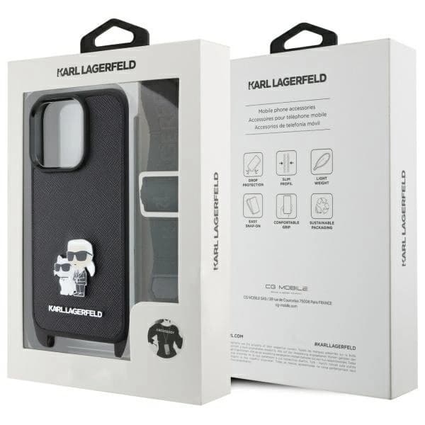 Karl Lagerfeld iPhone 16 Pro Mobilskal Karl&Choupette Metal Pin CBDY Strap