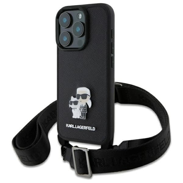 Karl Lagerfeld iPhone 16 Pro Mobilskal Karl&Choupette Metal Pin CBDY Strap