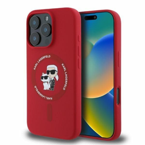 KARL LAGERFELD iPhone 16 Pro Mobilskal Magsafe Silikon Heads Ring