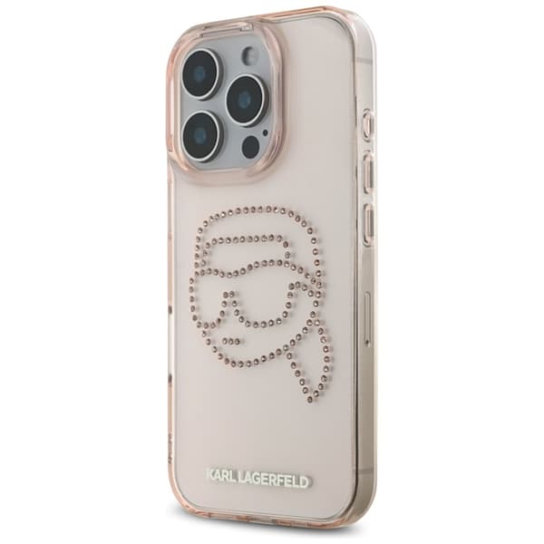 Karl Lagerfeld iPhone 16 Pro Mobilskal Rhinestones Karl Head - Rosa